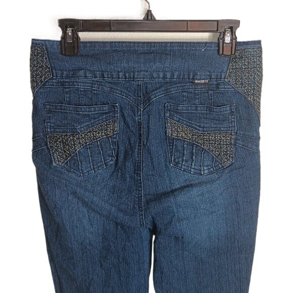 Minerva Skinny Jeans Womens 13 Dark Wash High Rise Embroidered Jewel Button - Picture 4 of 4